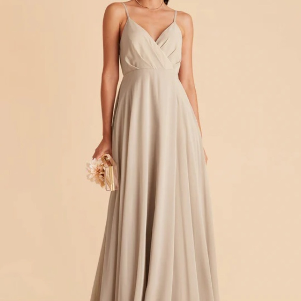 Neutral champagne chiffon bridesmaid dress